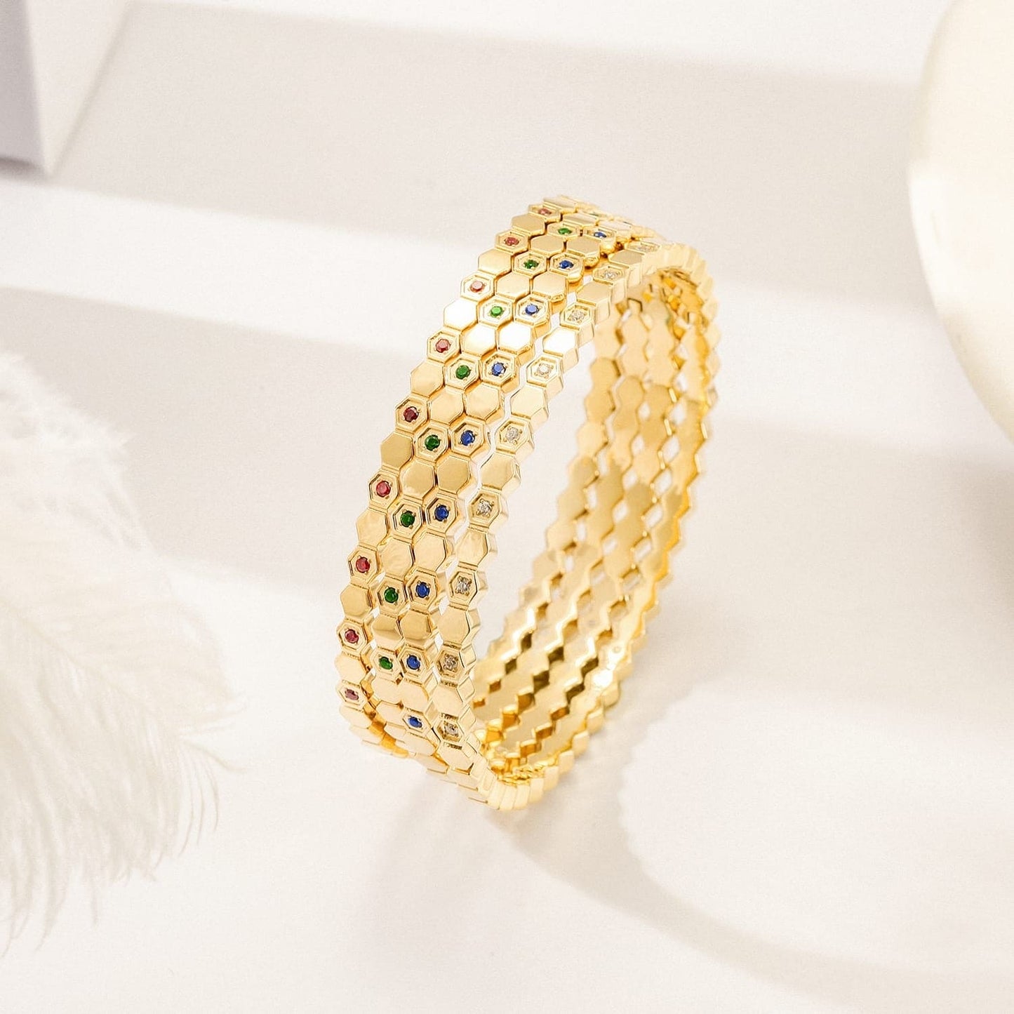 Honeycomb Gem Bangle